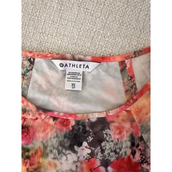 Athleta Refined Zephyr Womens Sleeveless Pink Floral Tank Top Side Slits Size XS - Picture 6 of 8